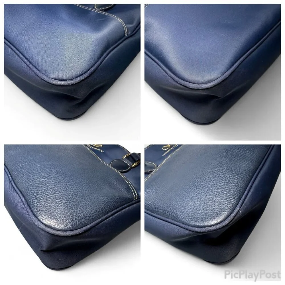 Valentino Garavani Sport Nylon and Leather Tote Bag Navy Blue